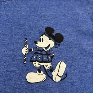 Blue Graphic Tee with Mickey Cartoon Character